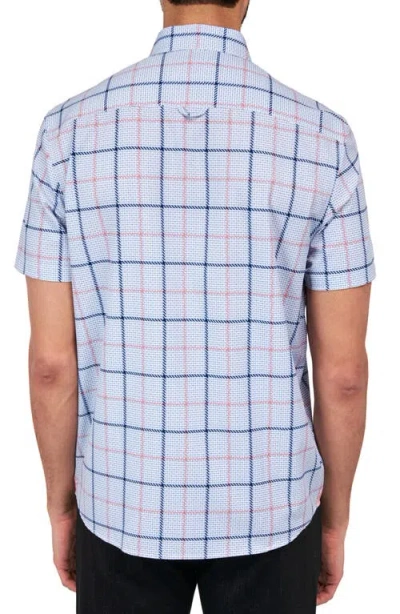 Brooklyn Brigade Gowanus Textured Grid Short Sleeve Shirt In Pink