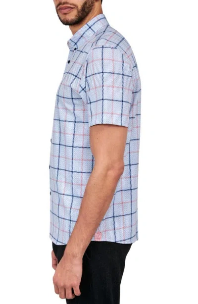Brooklyn Brigade Gowanus Textured Grid Short Sleeve Shirt In Pink