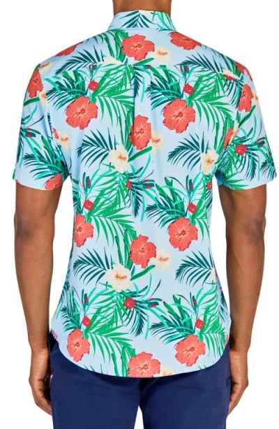 Construct Tropical Woven Short Sleeve Shirt In Blue