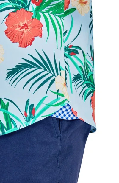 Construct Tropical Woven Short Sleeve Shirt In Blue