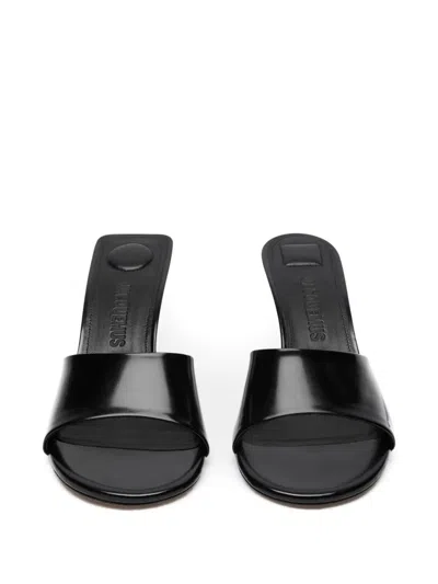 Jacquemus 70mm Leather Open-toe Mules In Black