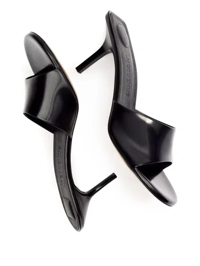 Jacquemus 70mm Leather Open-toe Mules In Black