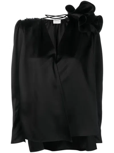 Magda Butrym Herno Dark Blue Nylon Down Jacket In Black