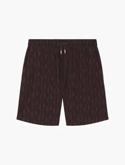 Frescobol Carioca Augusto Terry Cotton Shorts In Brown Mt