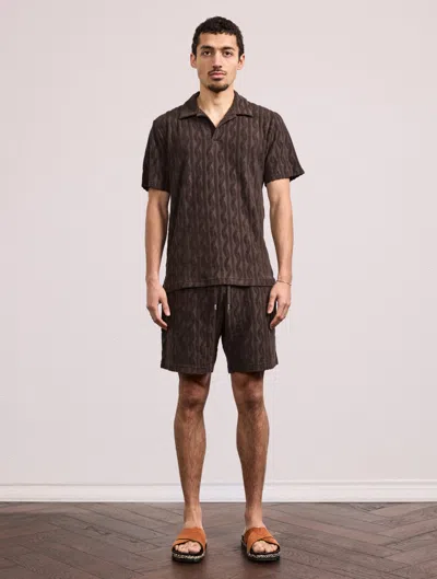 Frescobol Carioca Augusto Terry Cotton Shorts In Brown Mt