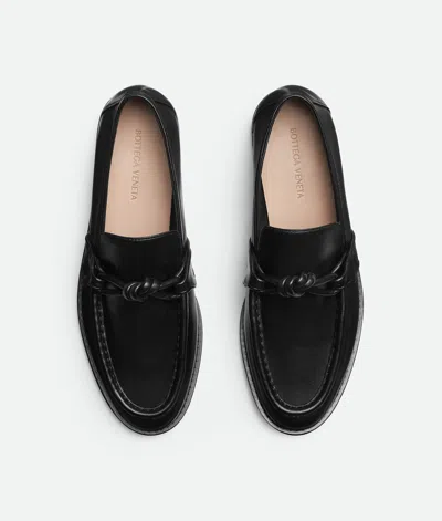 Bottega Veneta Astaire Metal Knot Leather Loafers In Black