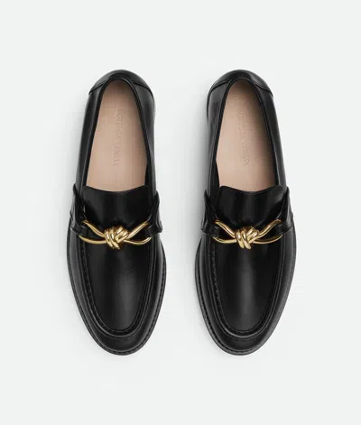 Bottega Veneta Astaire Metallic Knot Leather Loafers In Black