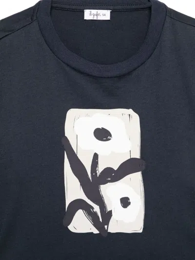 Il Gufo Floral-print T-shirt In 蓝色