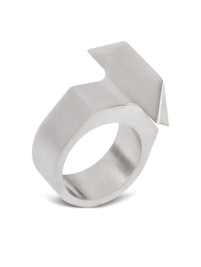 Rick Owens Trapezoid Ring In 银色