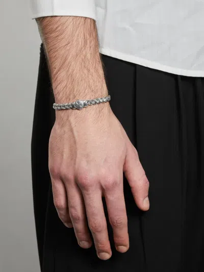 Emanuele Bicocchi Small Diamond-cut Flat Braided Bracelet In Silver