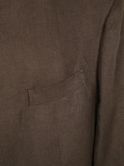 Boglioli Single-breasted Coffee-colored Linen Blazer In 褐色