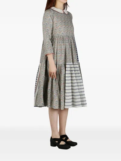 Péro Patchwork-motif Dress In White