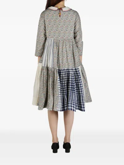 Péro Patchwork-motif Dress In White