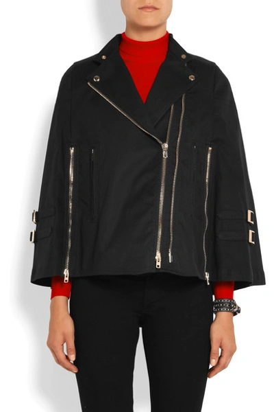 Shop Givenchy Zip-detailed Cape In Washed Cotton-blend Canvas