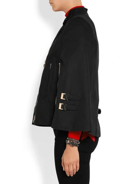 Shop Givenchy Zip-detailed Cape In Washed Cotton-blend Canvas