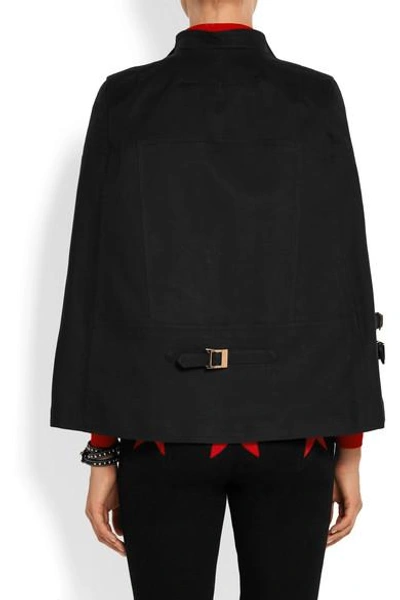 Shop Givenchy Zip-detailed Cape In Washed Cotton-blend Canvas