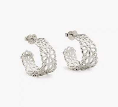 Kate Spade New York Spade Flower Lace Hoop Earrings In Silver