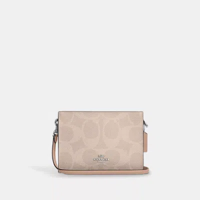 Coach Slim Crossbody Bag In Signature Canvas In Beige