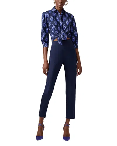 Carolina Herrera Icon Floral Print Blouse In Midnight Multi