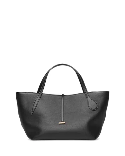Liffner 'zip Penne' Black Tote Bag With Two Top Handles And Logo Plaque On The Front In Gold/black