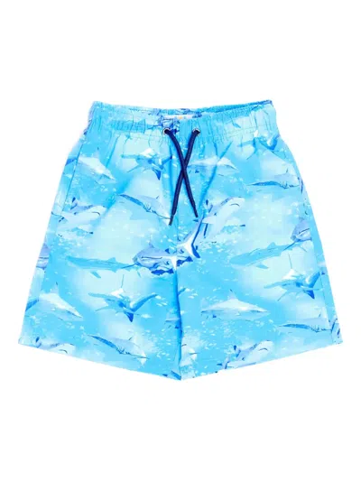 Soliswim Abstract-pattern Swim Shorts In Blue