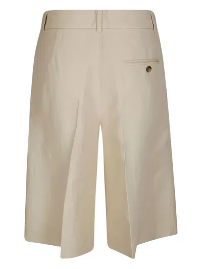Alberto Biani Soft Linen Blend Shorts With Front Hook In Neutrals