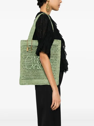 Chloé Chloe Women Green Raffia Estate Banana Shopping Bag