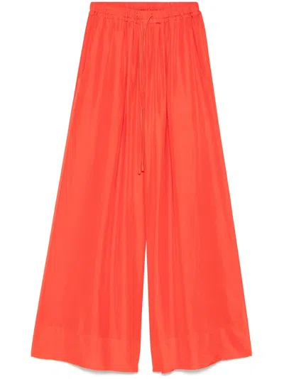 Forte Forte Orange Pants With Elastic Drawstring Waist And Wide Leg In Orange