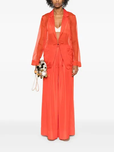 Forte Forte Orange Pants With Elastic Drawstring Waist And Wide Leg In Orange