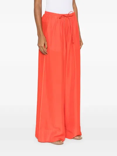 Forte Forte Orange Pants With Elastic Drawstring Waist And Wide Leg In Orange