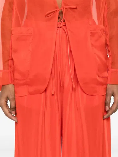 Forte Forte Orange Pants With Elastic Drawstring Waist And Wide Leg In Orange