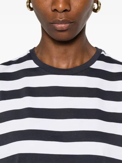 Theory Womens Striped Boxy-fit Pima-cotton T-shirt Navy Multi
