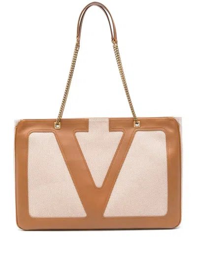 Valentino Viva Superstar Canvas Shoulder Bag In Neutrals