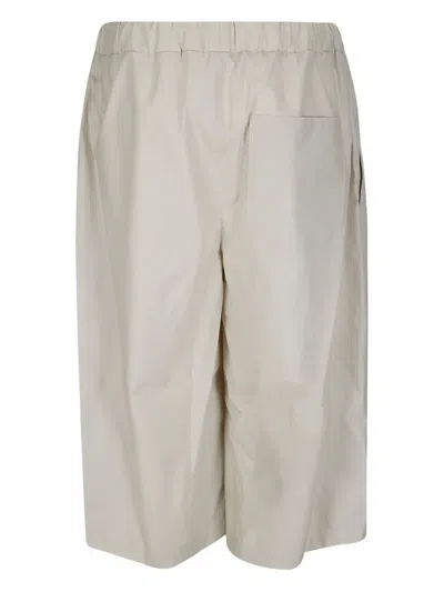 Rier Cotton Bermuda Shorts With Elastic Waist In Neutrals