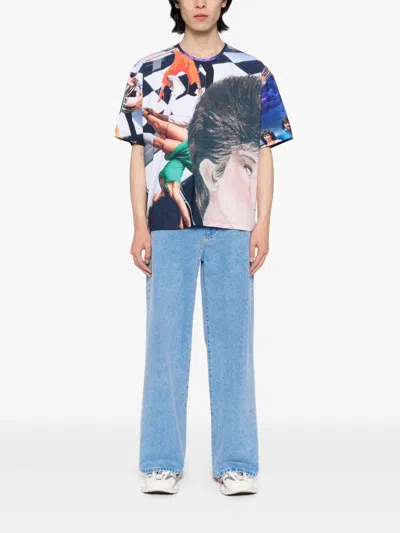 Sunnei Multicolor Over T-shirt In Blue