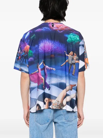 Sunnei Multicolor Over T-shirt In Blue