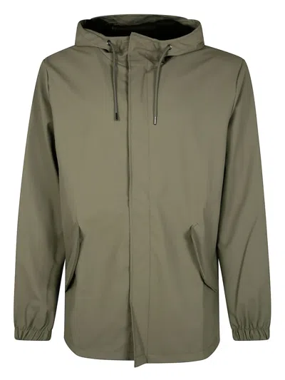 Rains Fishtail Hooded Rain Jacket In Grün
