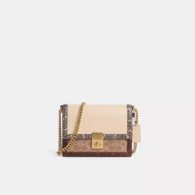 Coach Restored Hutton Shoulder Bag In Signature Canvas With Snakeskin Detail In Brass/tan Ivory