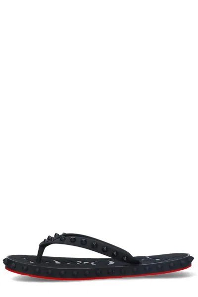 Christian Louboutin Studded Rubber Sole Open Toe Sandals In Black
