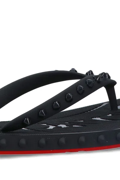 Christian Louboutin Studded Rubber Sole Open Toe Sandals In Black