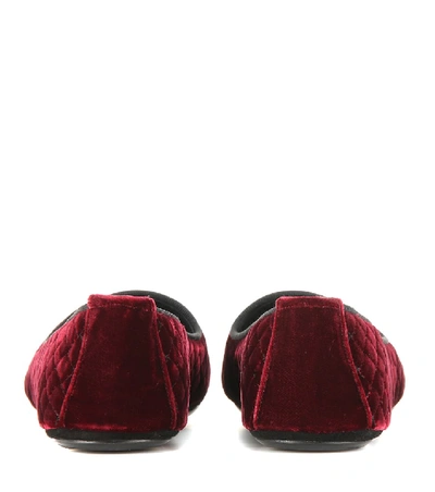 Shop Bottega Veneta Intrecciato Velvet Slippers In Red