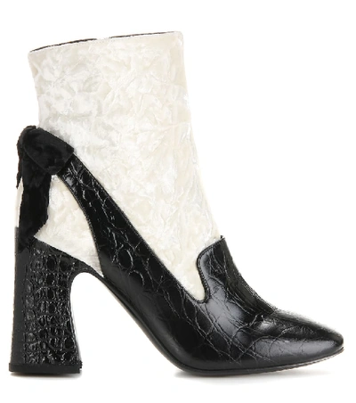 Shop Erdem Andi Velvet And Leather Ankle Boots In Black