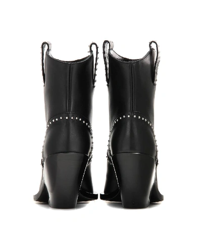 Shop Givenchy Embellished Leather Cowboy Boots In Llack