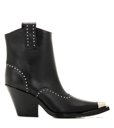 Shop Givenchy Embellished Leather Cowboy Boots In Llack