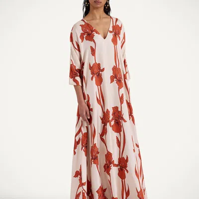La Doublej La Double J Muumuu Printed Silk-satin Maxi Dress In Multicoloured