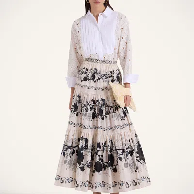 La Doublej Tiered Skirt In Stilo Placée Ivory