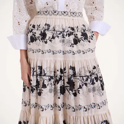 La Doublej Tiered Skirt In Stilo Placée Ivory