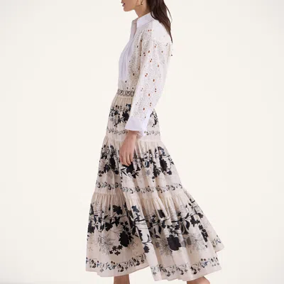 La Doublej Tiered Skirt In Stilo Placée Ivory