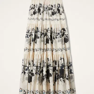 La Doublej Tiered Skirt In Stilo Placée Ivory