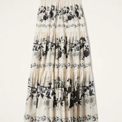 La Doublej Tiered Skirt In Stilo Placée Ivory